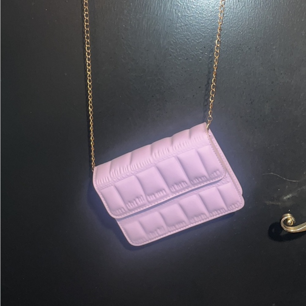 Purple/Lilac Flap Gold Chain Crossbody Bag